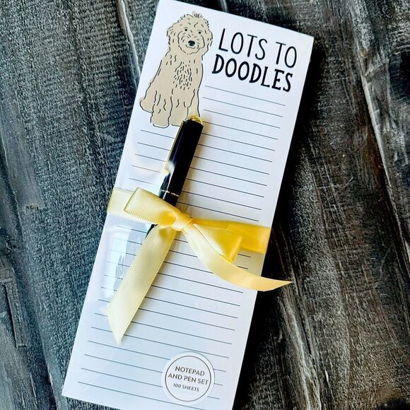 Labradoodle Goldendoodle Dog Notepad List Pen Gift Set - Picture 1 of 2